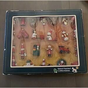 Vintage Joy Brite 24 Piece Mini Wood Christmas Ornaments Hand Painted